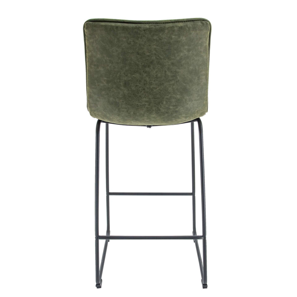 LeisureMod Brooklyn 29.9" Modern Leather Bar Stool With Black Iron Base & Footrest | Bar Stools | Modishstore - 29