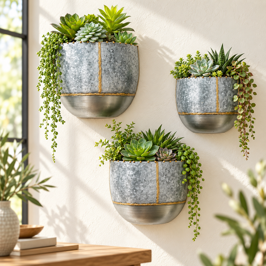 Briza Pocket Wall Hanging or Tabletop Planters, Set of 3 by Artisan Living