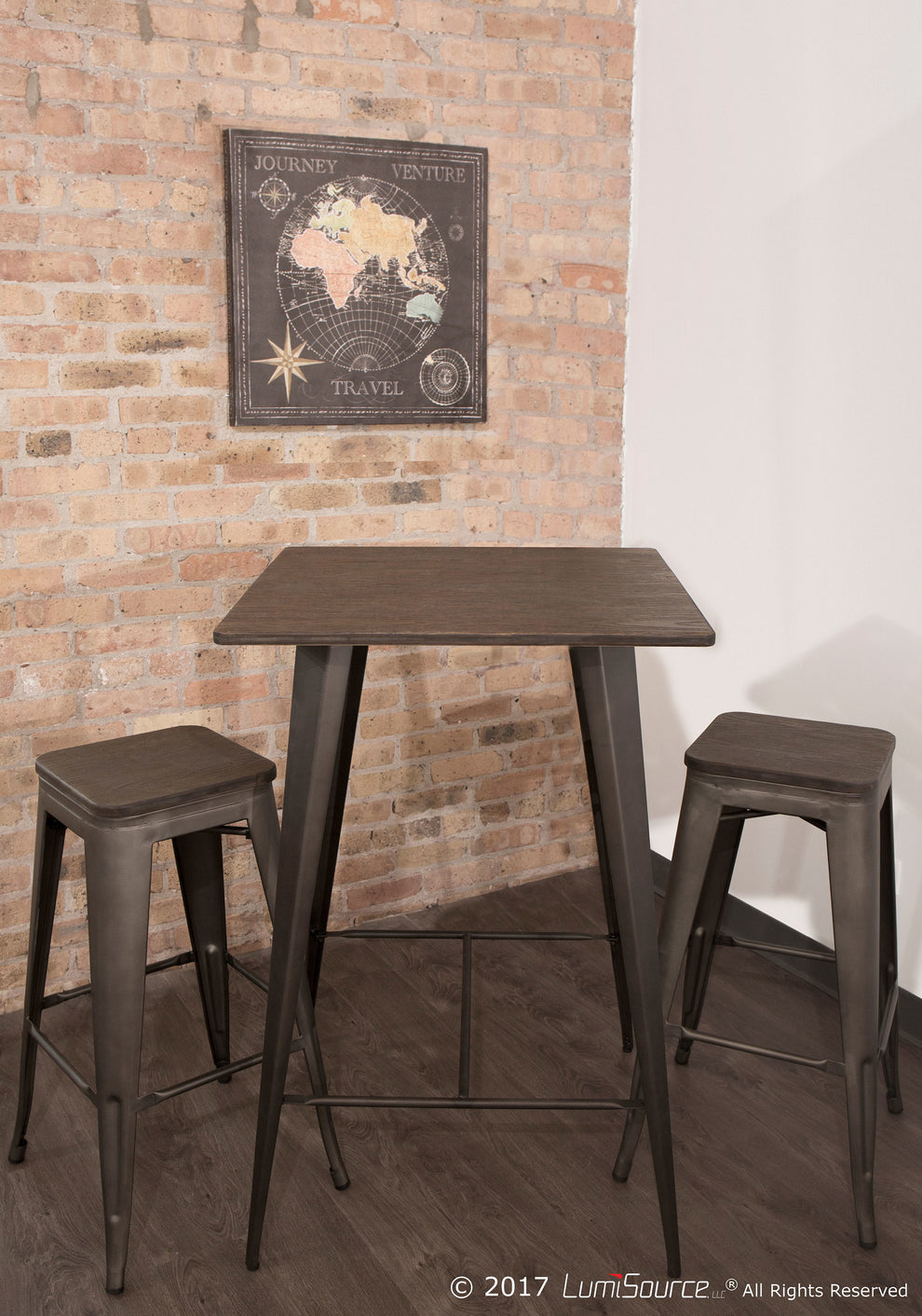 Oregon Barstool - Set of 2 By LumiSource - BS-TW-OR DK+AN2 | Bar Stools | Modishstore
