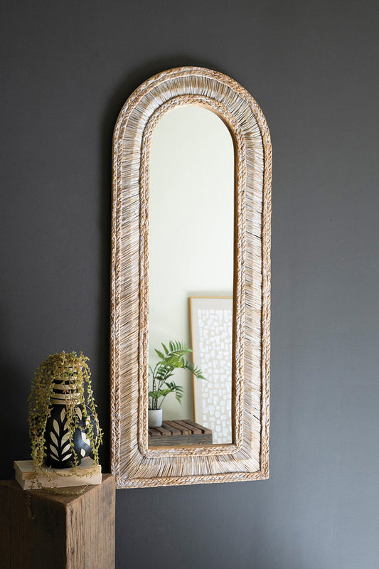 Arched Seagrass Framed Mirror By Kalalou | Mirrors | Modishstore