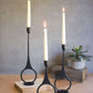 Set Of Three Cast Iron Taper Candle Holders W Ring Detail By Kalalou