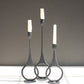 Set Of Three Cast Iron Taper Candle Holders W Ring Detail By Kalalou