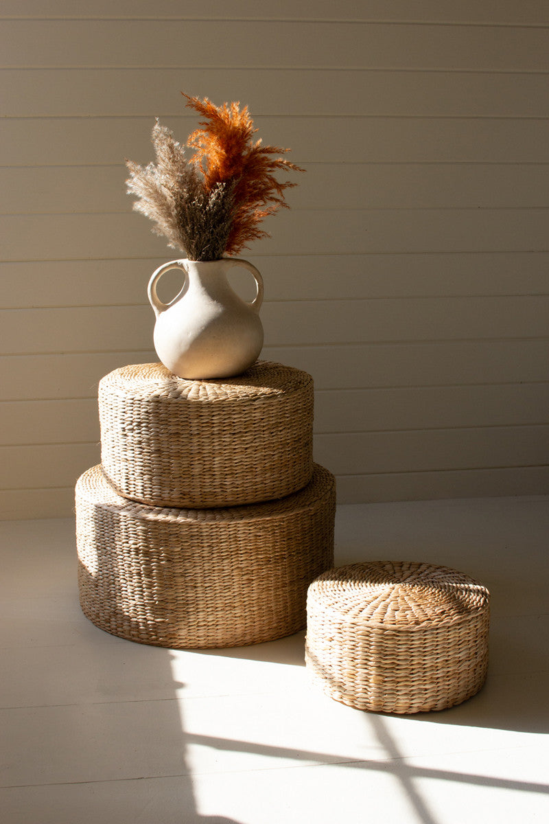 Round Natural Seagrass Stools Set Of 3 By Kalalou | Stools | Modishstore - 5