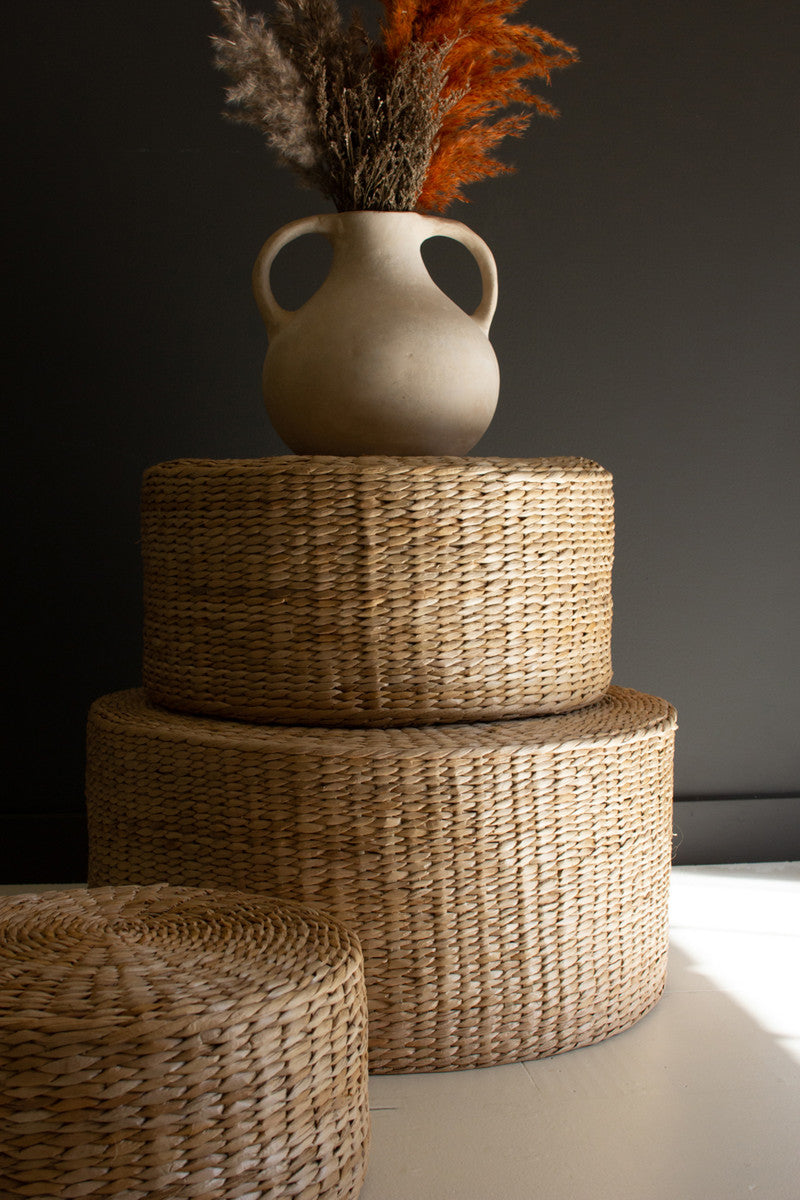 Round Natural Seagrass Stools Set Of 3 By Kalalou | Stools | Modishstore - 4