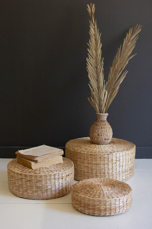 Round Sea Grass Risers Set Of 3 By Kalalou | Side Tables | Modishstore