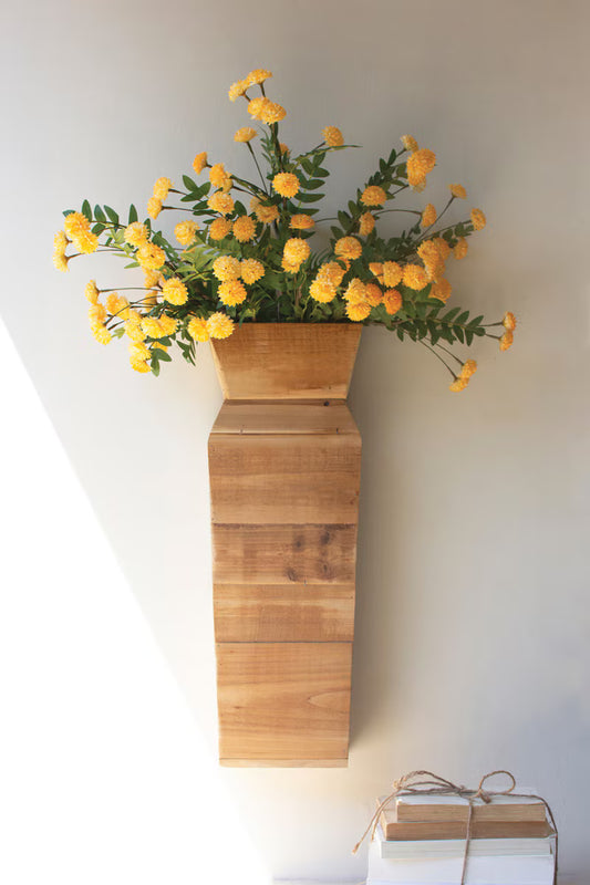 Recycled Wood Table Top/Wall Vase -Natural (Min 2) By Kalalou
