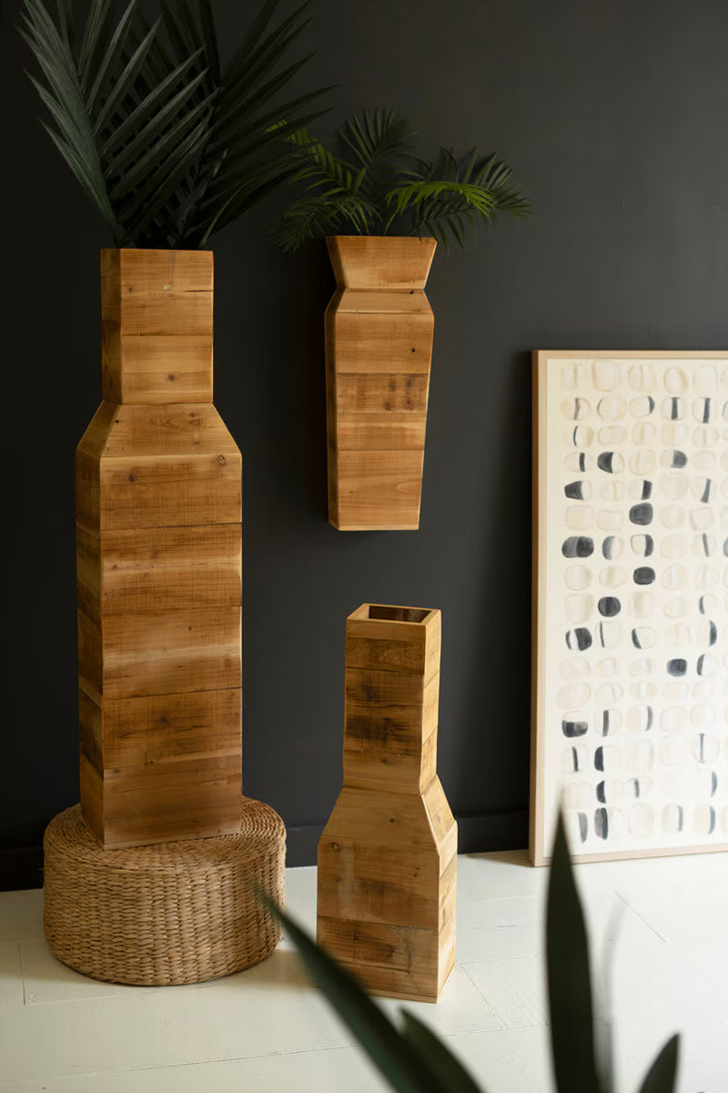 Recycled Wood Table Top/Wall Vase -Natural (Min 2) By Kalalou