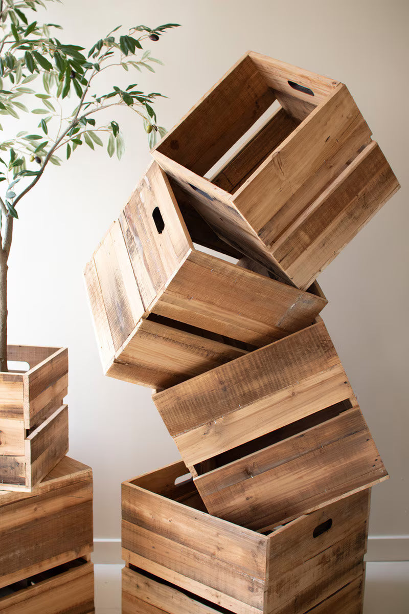 Set Of Six Recyled Pine Display Cubes By Kalalou