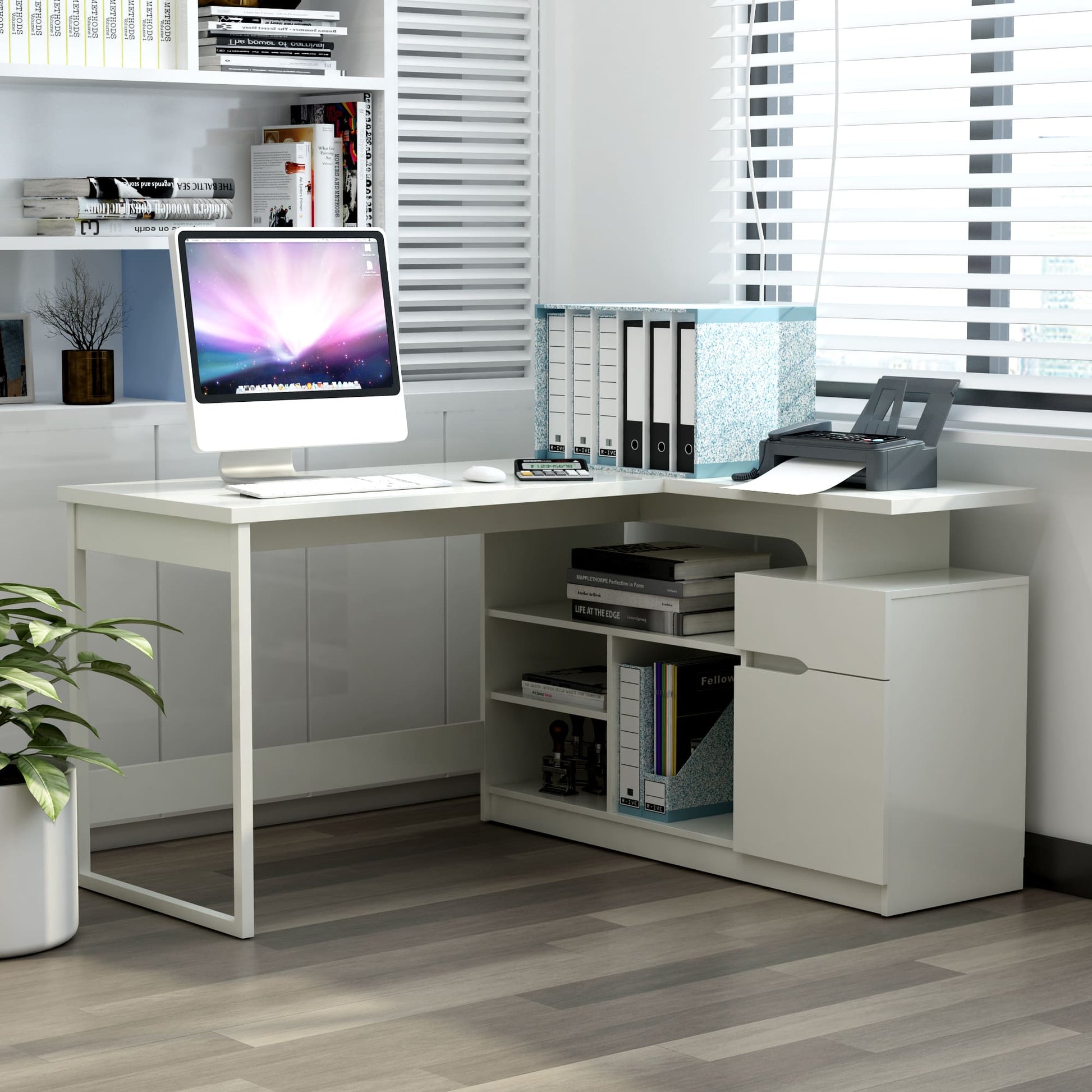 Lexi 55" L-Shaped Corner Desk By Anderson Teak | Desks | Modishstore - 7