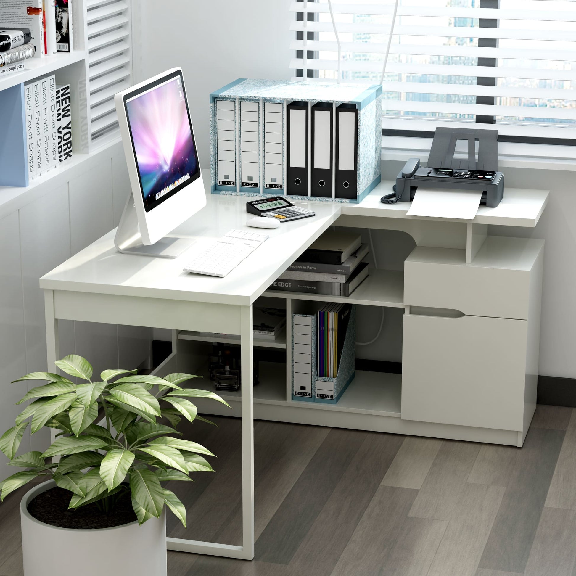 Lexi 55" L-Shaped Corner Desk By Anderson Teak | Desks | Modishstore - 9