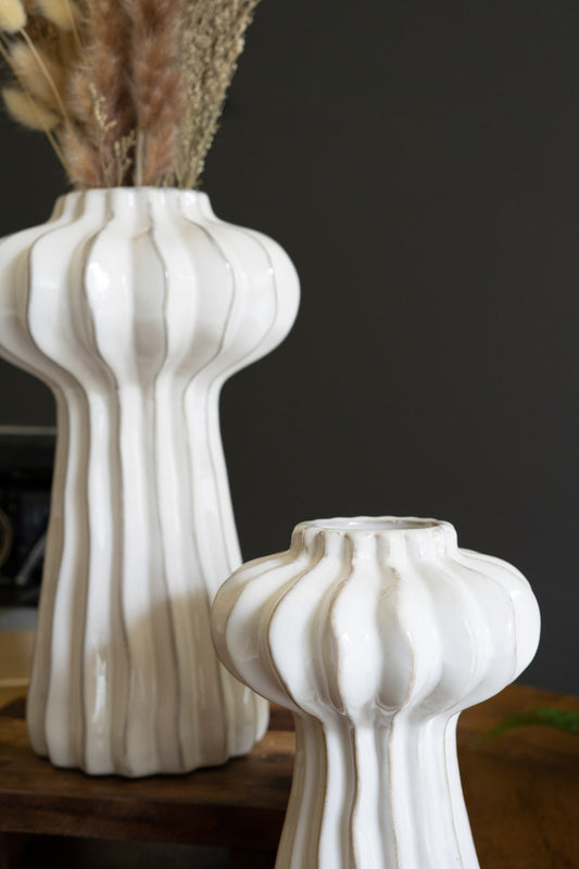 Organic White Ceramic Vases - Jelly Fish Set Of 2 By Kalalou | Vases | Modishstore