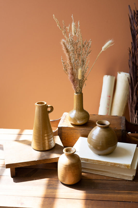 Set Of Four Stoneware Bud Vases Set Of 4 By Kalalou | Vases | Modishstore
