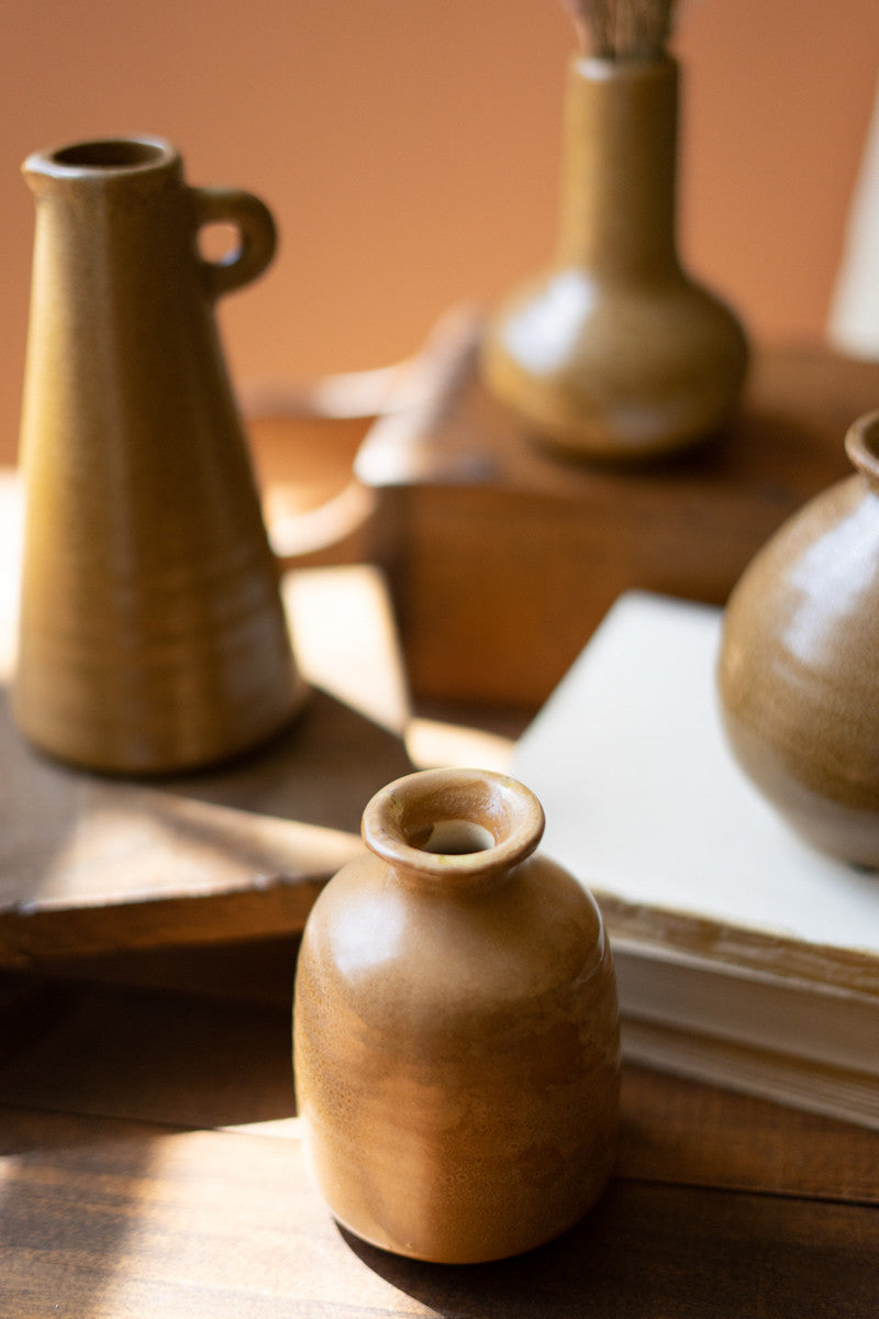 Set Of Four Stoneware Bud Vases Set Of 4 By Kalalou | Vases | Modishstore - 2