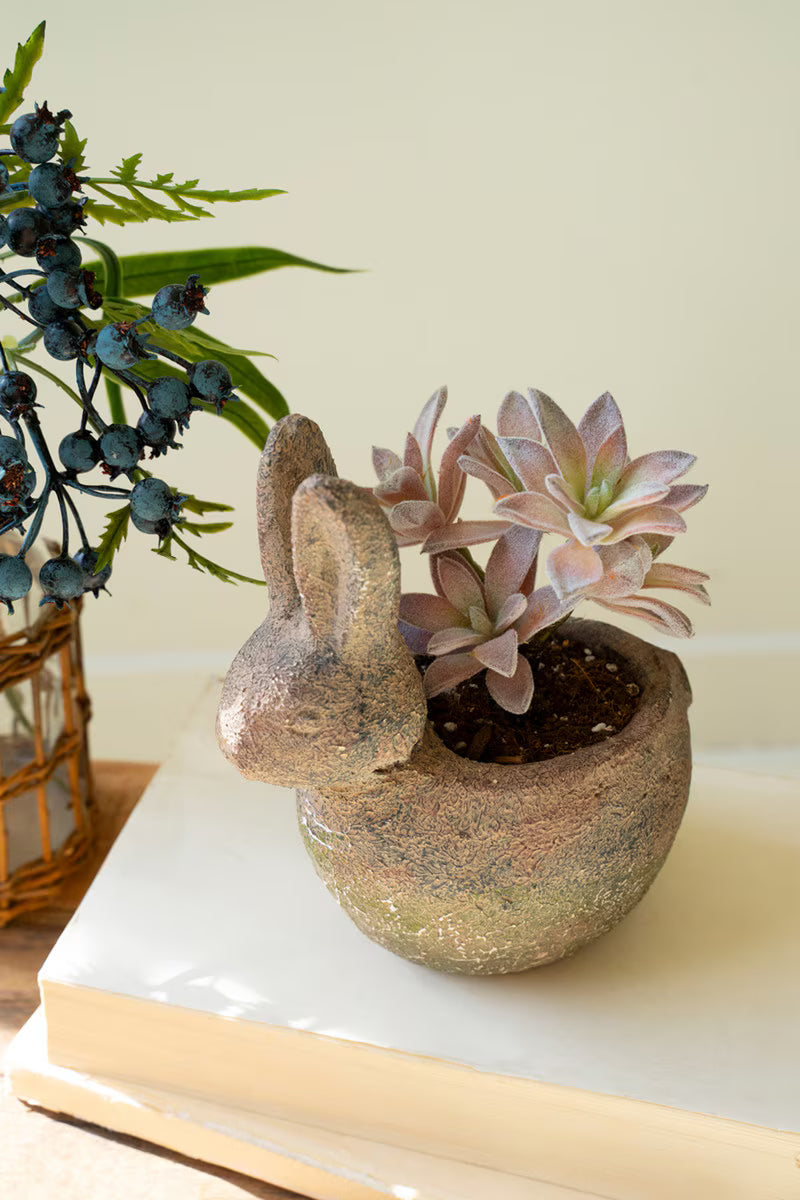 Rustic Terracotta Rabbit Planter By Kalalou