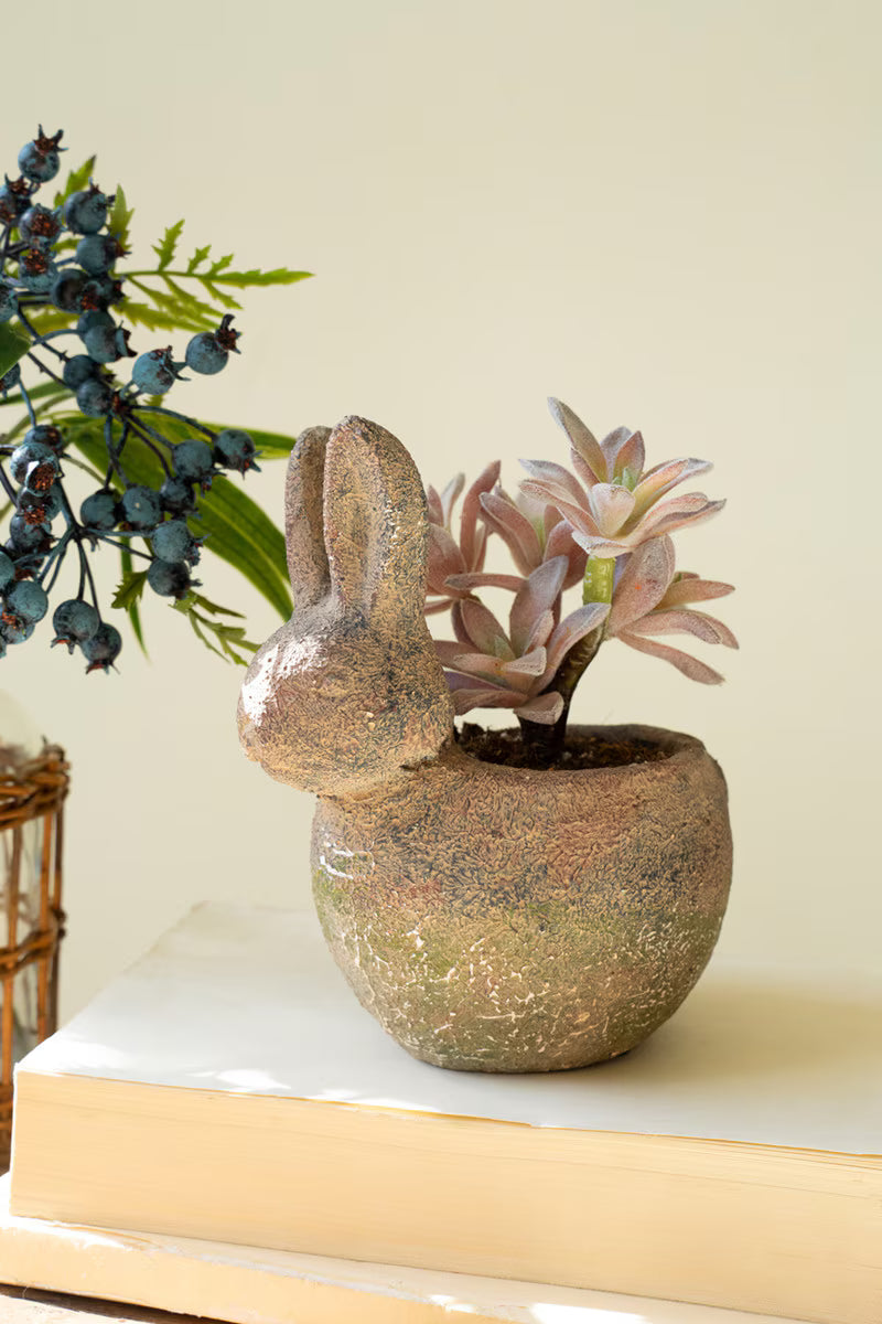 Rustic Terracotta Rabbit Planter By Kalalou