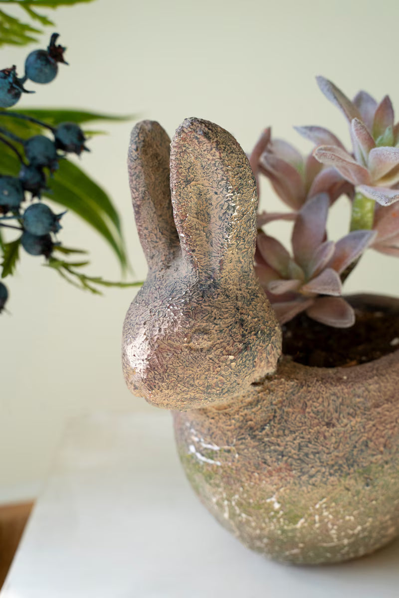 Rustic Terracotta Rabbit Planter By Kalalou