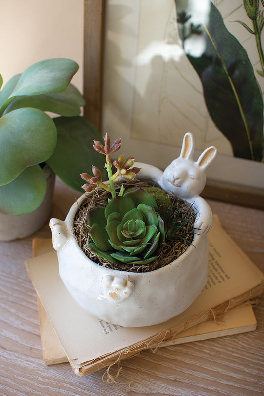 Ceramic Rabbit Vessel (Min 4) By Kalalou | Ornaments | Modishstore