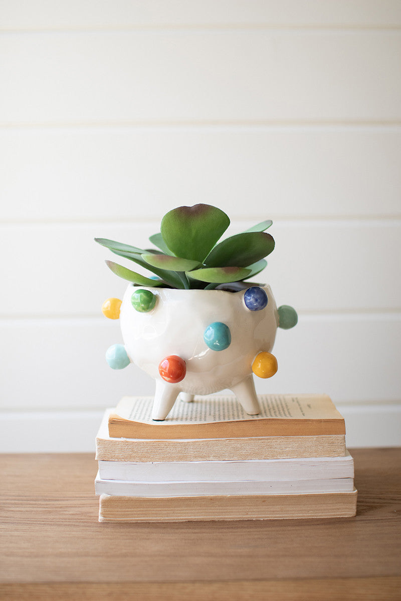 Ceramic Planter With Colorful Bubbles (Min 2) By Kalalou | Planters, Troughs & Cachepots | Modishstore