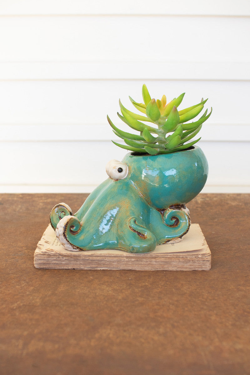 Ceramic Octopus Planter (Min 2) By Kalalou | Planters, Troughs & Cachepots | Modishstore
