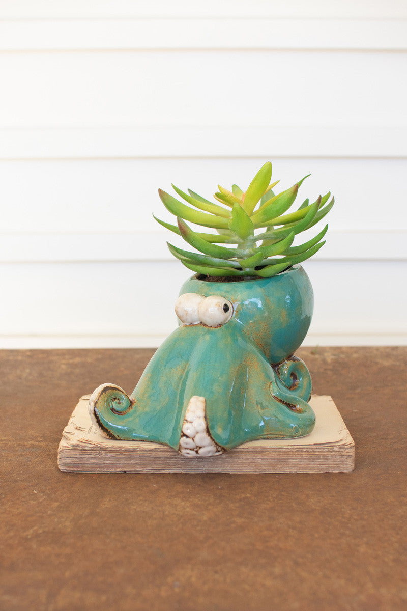 Ceramic Octopus Planter (Min 2) By Kalalou | Planters, Troughs & Cachepots | Modishstore - 2