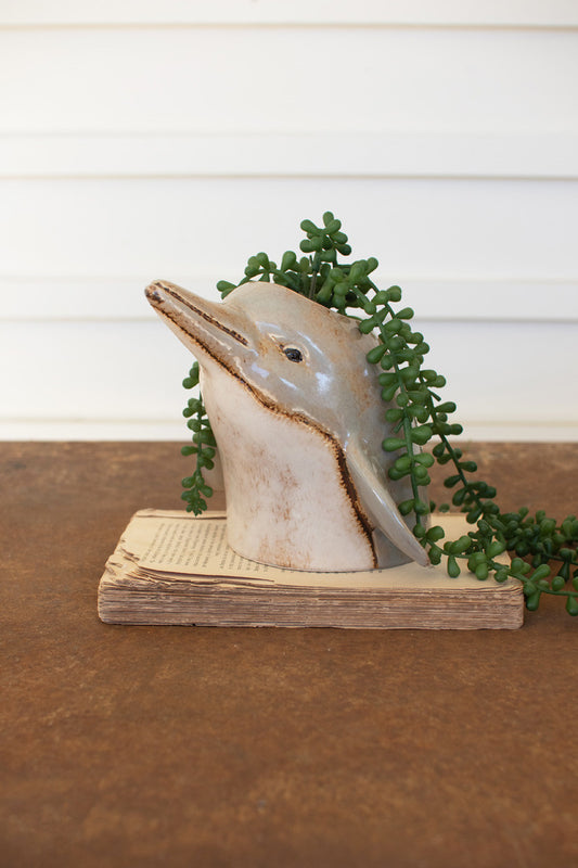 Ceramic Dolphin Planter (Min 2) By Kalalou | Planters, Troughs & Cachepots | Modishstore