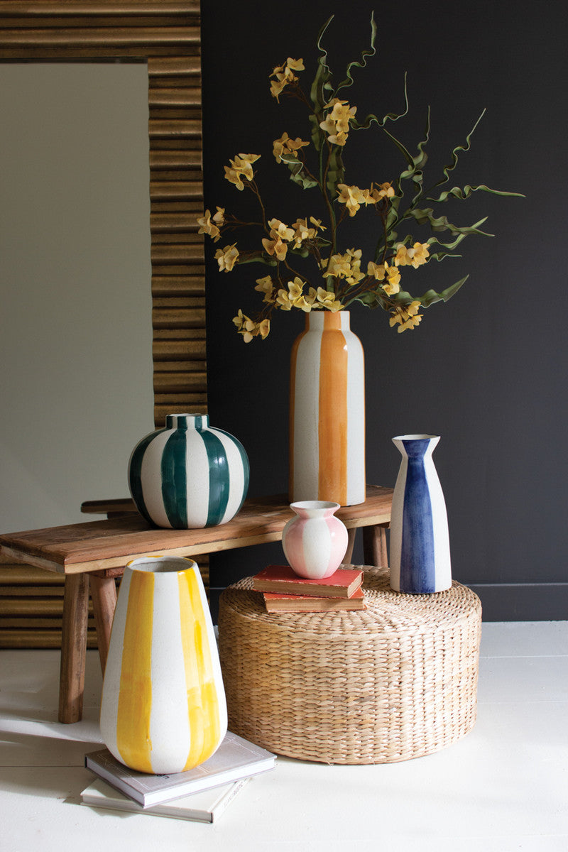 Colored Ceramic Striped Vases Set Of 5 By Kalalou | Vases | Modishstore - 6