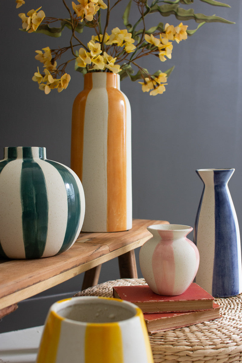 Colored Ceramic Striped Vases Set Of 5 By Kalalou | Vases | Modishstore