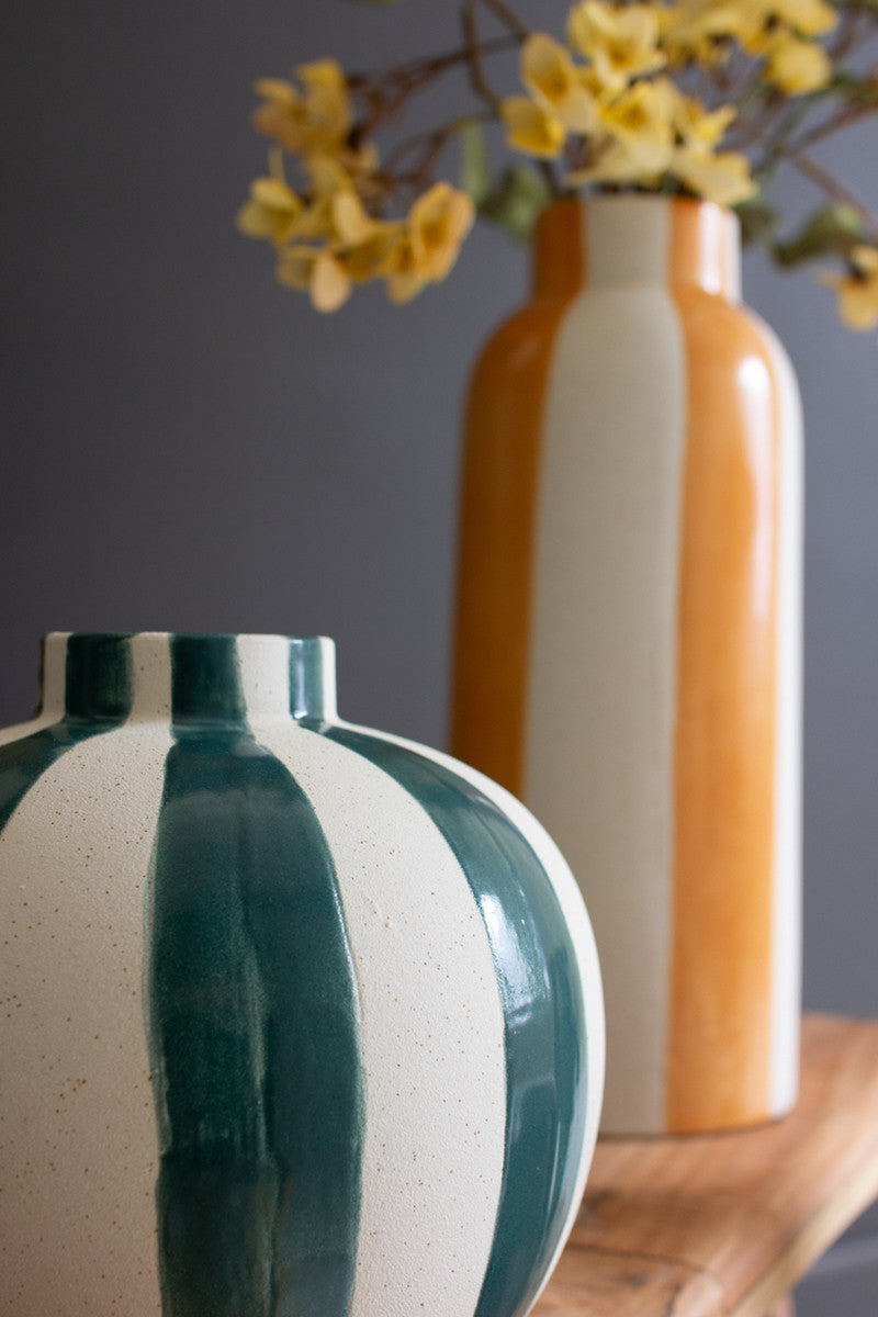 Colored Ceramic Striped Vases Set Of 5 By Kalalou | Vases | Modishstore - 3
