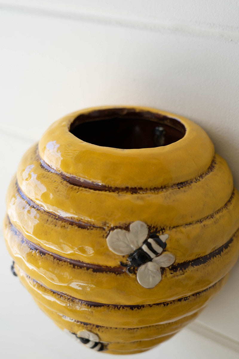 Ceramic Bee Hive Wall Planter (Min 2) By Kalalou | Wall Decor | Modishstore - 4