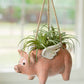 Ceramic Hanging Flying Pig Planter By Kalalou | Planters, Troughs & Cachepots | Modishstore - 3