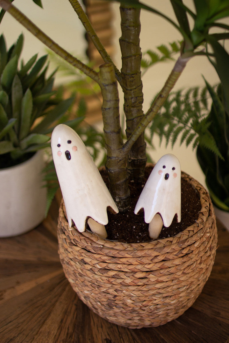 Ceramic Ghost Plant Sticks (Min 2) Set Of 2 By Kalalou | Ornaments | Modishstore