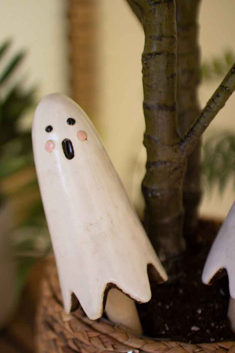 Ceramic Ghost Plant Sticks (Min 2) Set Of 2 By Kalalou | Ornaments | Modishstore - 2