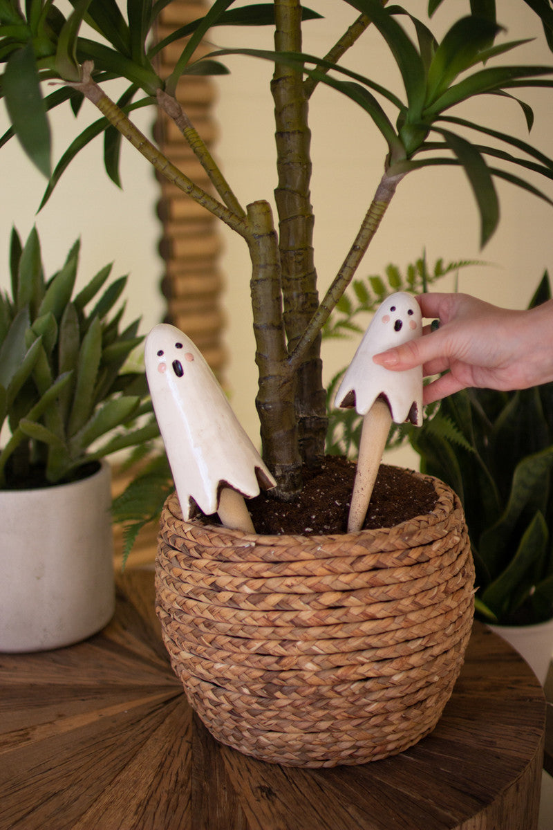 plant pot stick ornaments Kalalou Ceramic Ghost Plant Sticks Halloween Multi Color