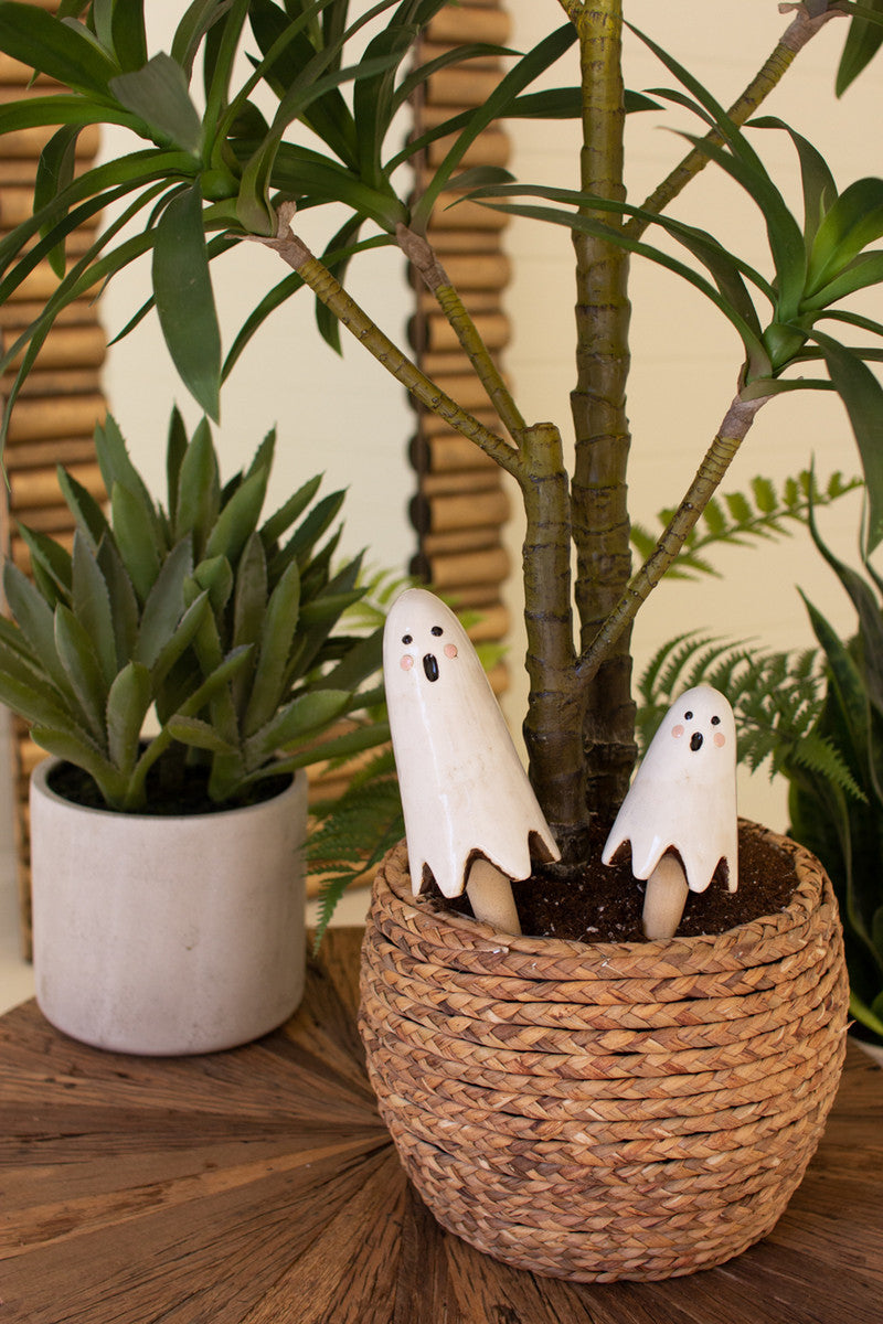 Ceramic Ghost Plant Sticks (Min 2) Set Of 2 By Kalalou | Ornaments | Modishstore - 4