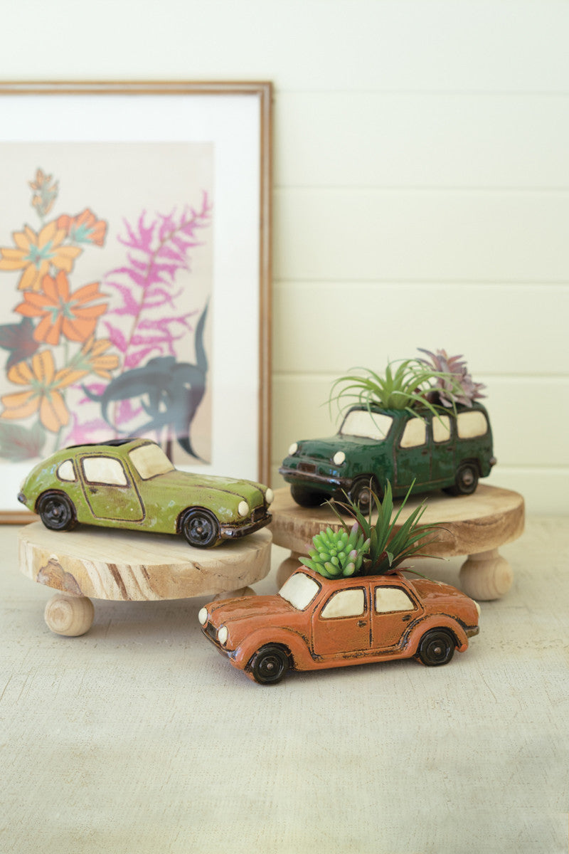 Ceramic Cars Planters Set Of 3 By Kalalou | Planters, Troughs & Cachepots | Modishstore