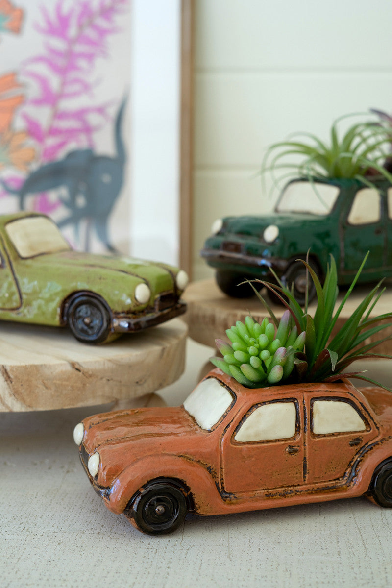 Ceramic Cars Planters Set Of 3 By Kalalou | Planters, Troughs & Cachepots | Modishstore - 3