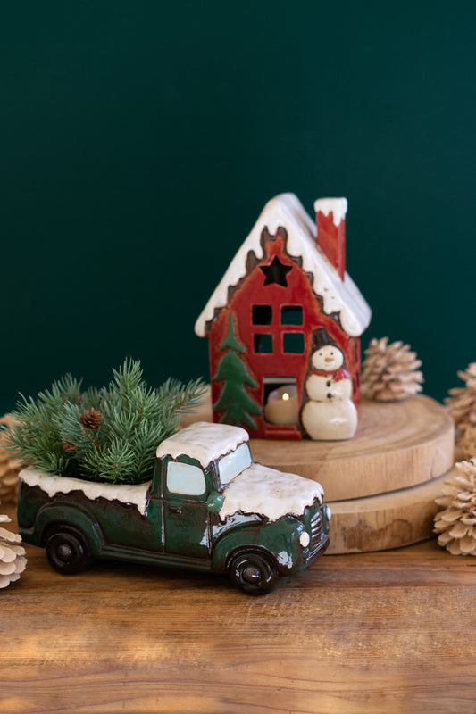 Ceramic Christmas Truck And House Set Of 2 By Kalalou | Ornaments | Modishstore