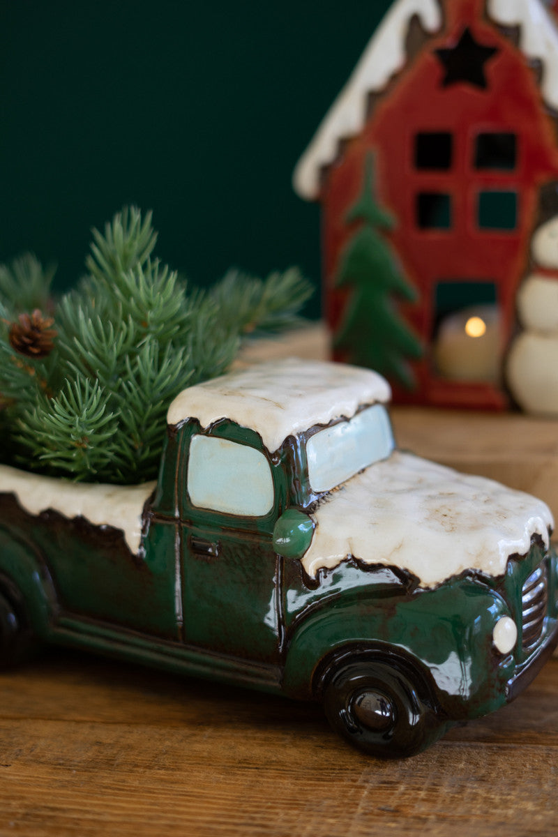 Ceramic Christmas Truck And House Set Of 2 By Kalalou | Ornaments | Modishstore - 2