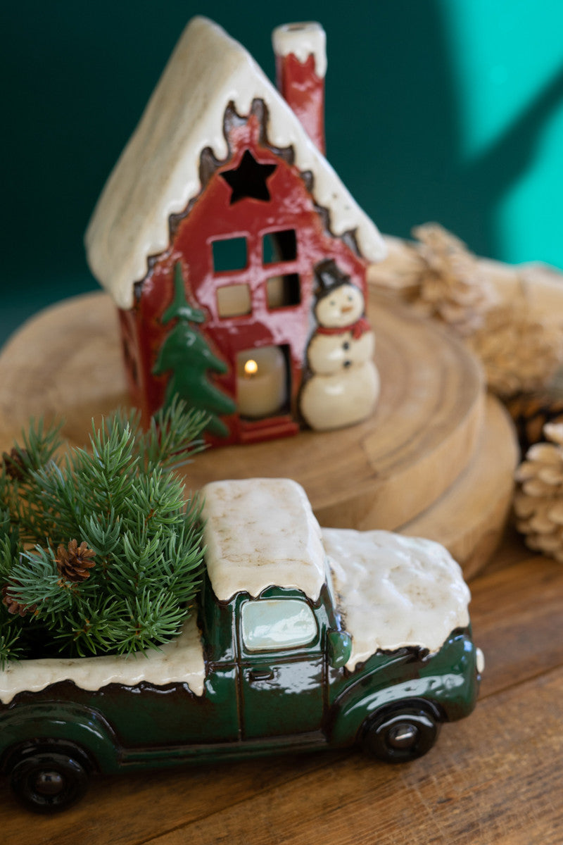 Ceramic Christmas Truck And House Set Of 2 By Kalalou | Ornaments | Modishstore - 4