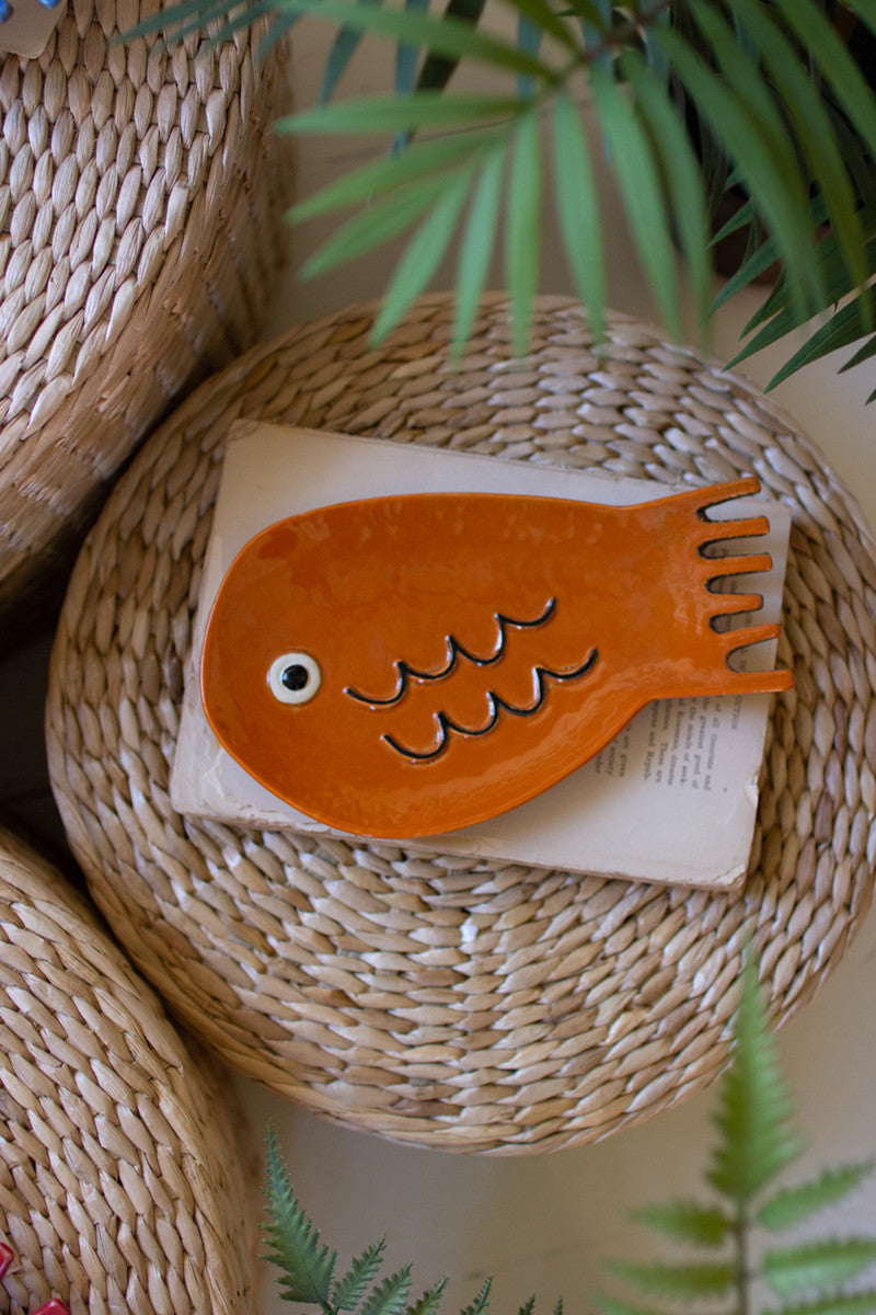 Set Of Six Ceramic Fish Plates Set Of 6 By Kalalou | Decorative Trays & Dishes | Modishstore - 5