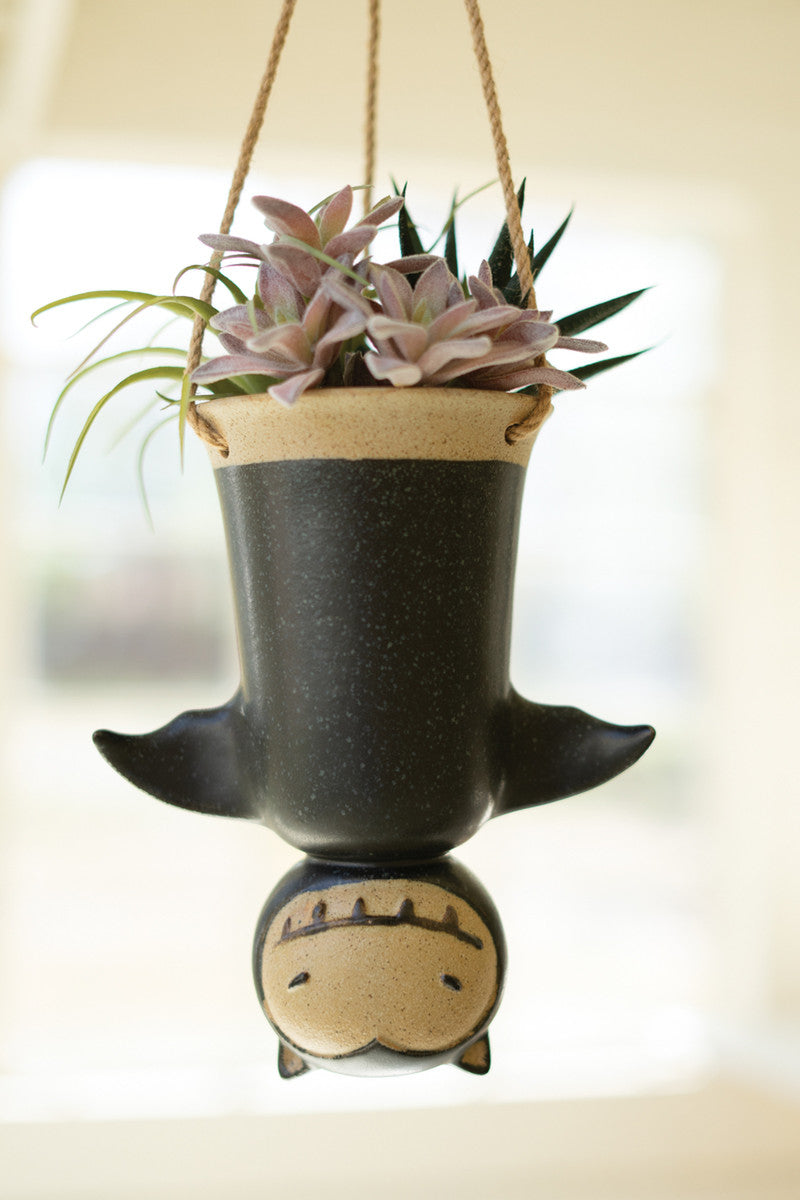 Ceramic Hanging Bat Planter (Min 2) By Kalalou | Ornaments | Modishstore