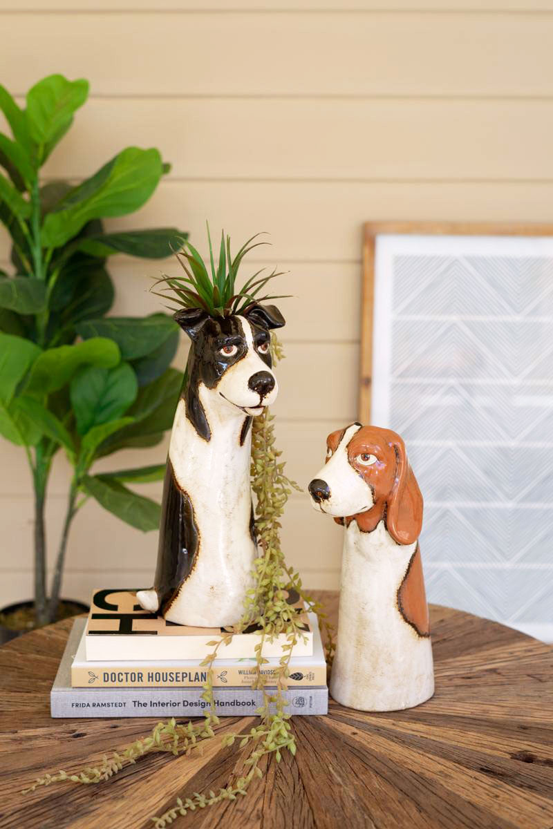 Set Of Two Ceramic Dog Planters By Kalalou | Planters, Troughs & Cachepots | Modishstore