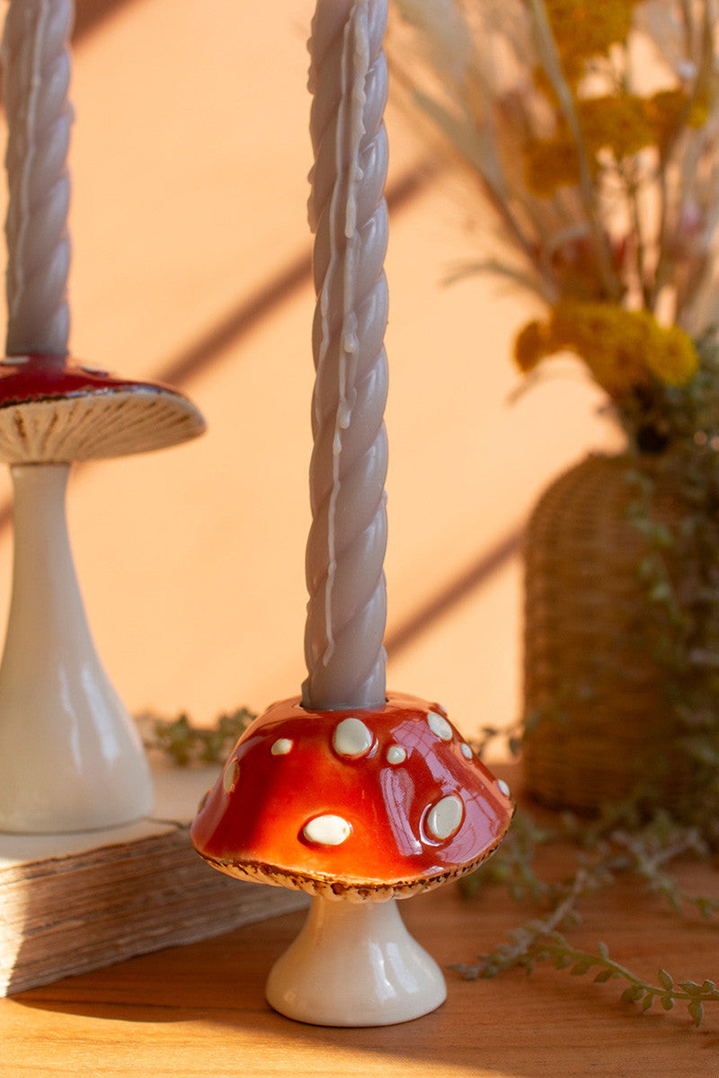 Ceramic Mushroom Taper Holders (Min 2) Set Of 2 By Kalalou | Candle Holders | Modishstore - 3