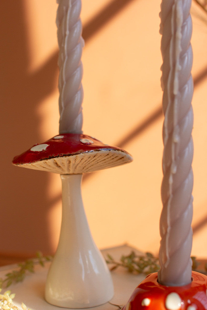 Ceramic Mushroom Taper Holders (Min 2) Set Of 2 By Kalalou | Candle Holders | Modishstore - 4