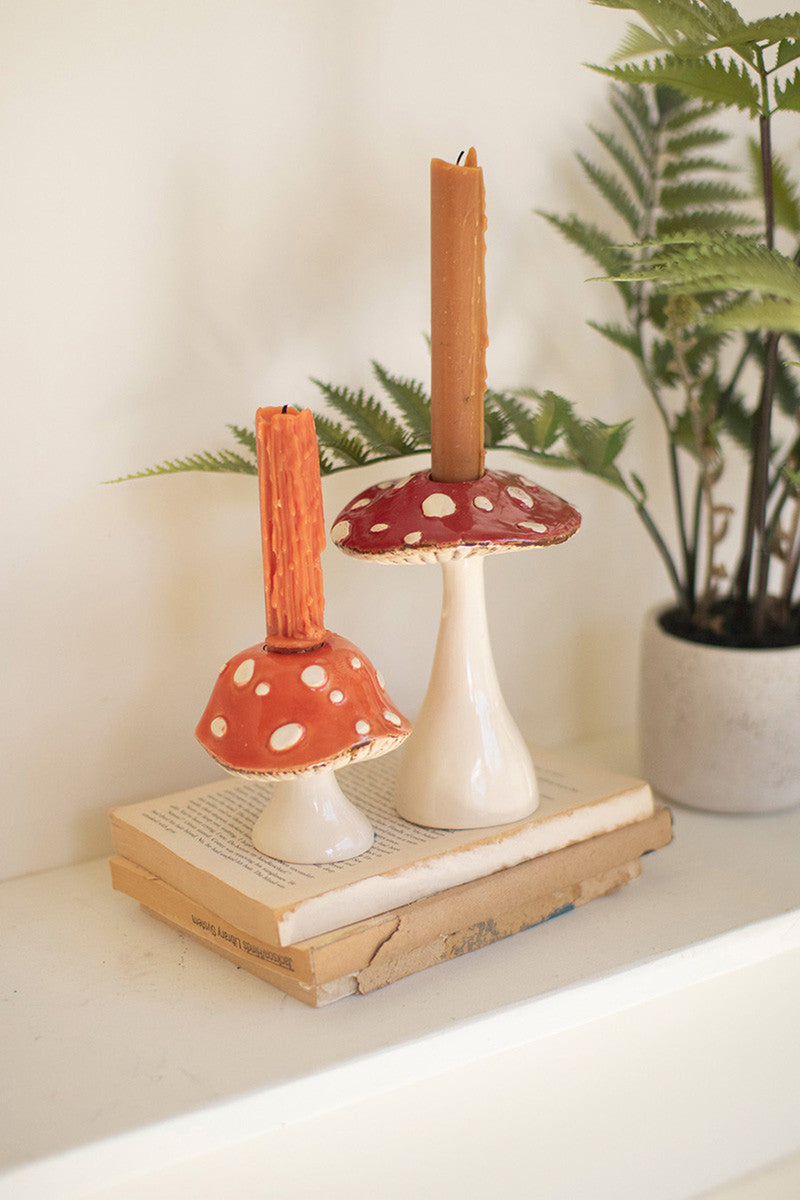 Ceramic Mushroom Taper Holders (Min 2) Set Of 2 By Kalalou | Candle Holders | Modishstore - 5