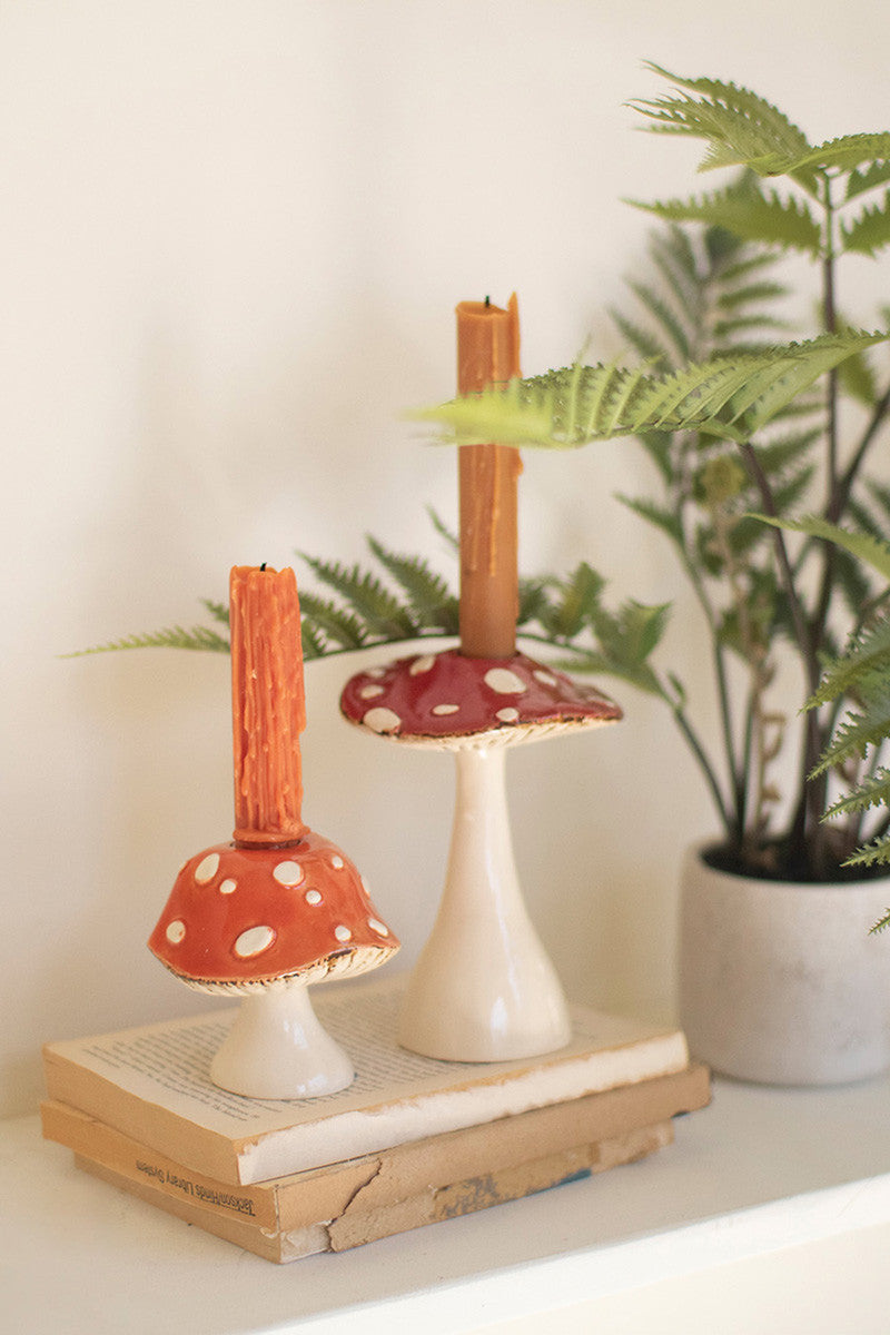 Ceramic Mushroom Taper Holders (Min 2) Set Of 2 By Kalalou | Candle Holders | Modishstore - 6