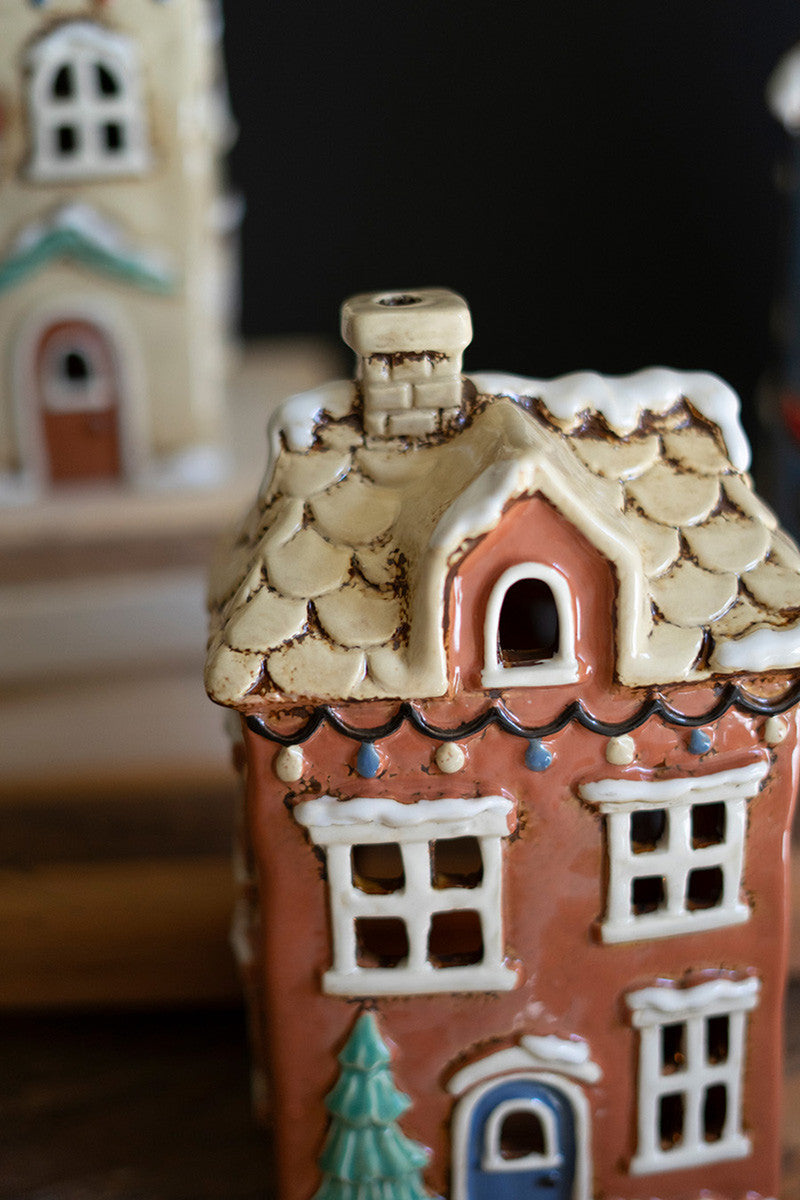 Ceramic Christmas Houses Set Of 3 By Kalalou | Candle Holders | Modishstore - 2
