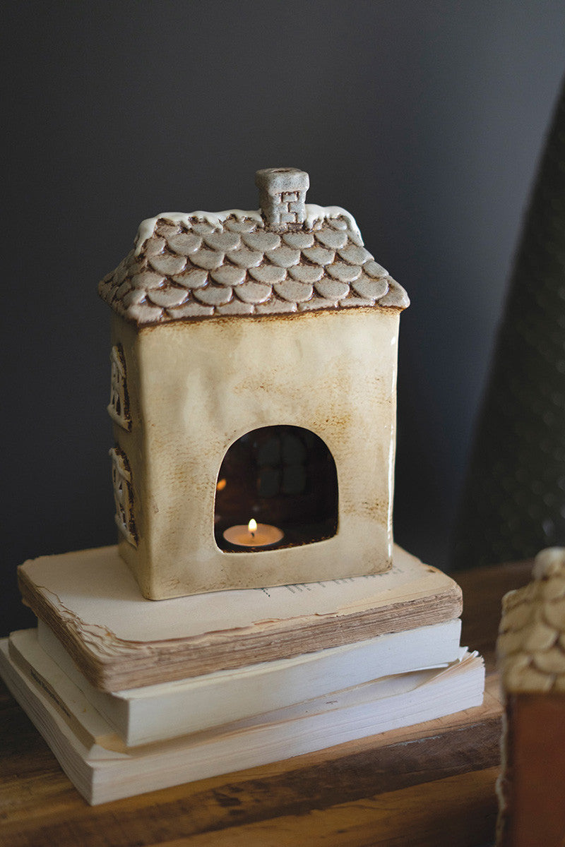 Ceramic Christmas Houses Set Of 3 By Kalalou | Candle Holders | Modishstore - 3