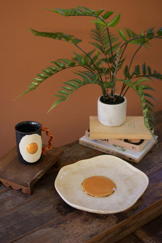 Ceramic Fried Egg Platter (Min 4) By Kalalou | Decorative Trays & Dishes | Modishstore