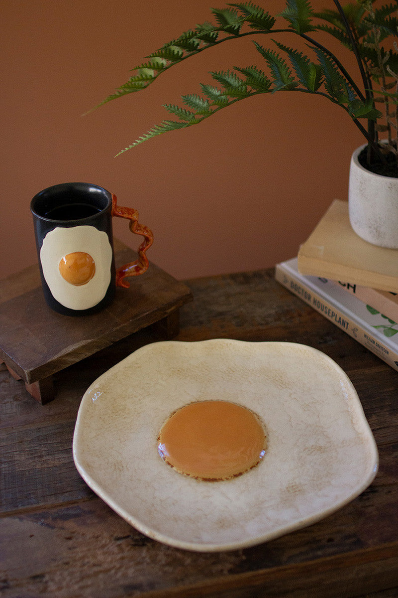 Ceramic Fried Egg Platter (Min 4) By Kalalou | Decorative Trays & Dishes | Modishstore - 4